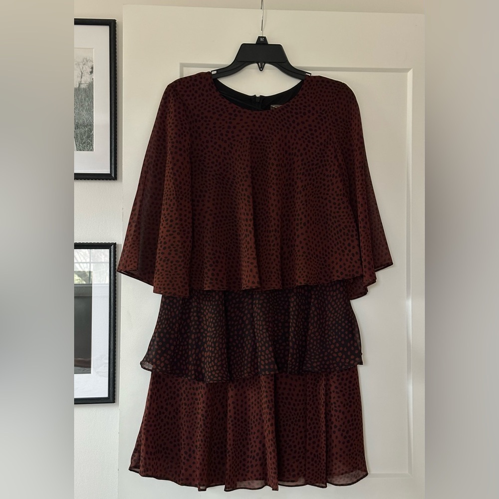 Elegant Brown Polka Dot Dress